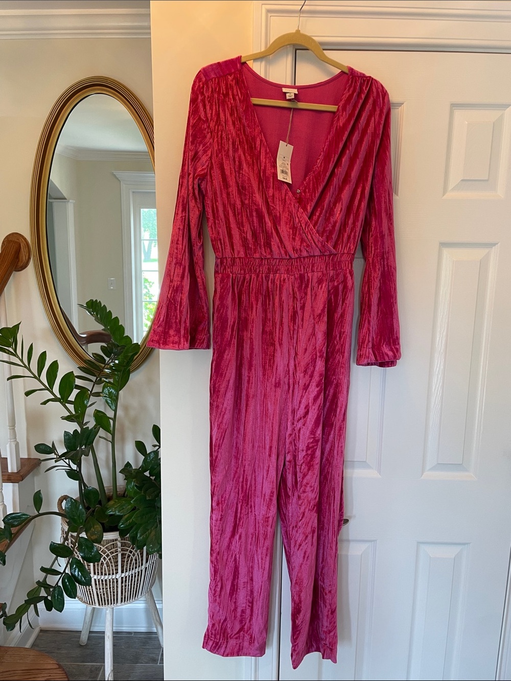 a new day Pink Velvet Long Sleeve Jumpsuit